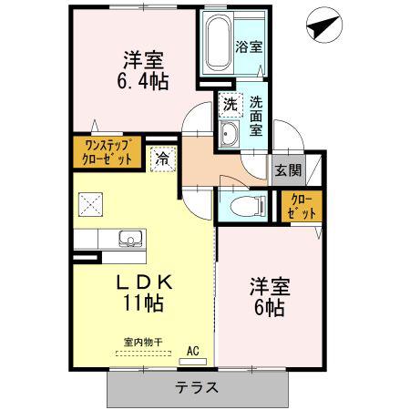 セジュール・アルジェント A棟(2LDK/1階)の間取り写真