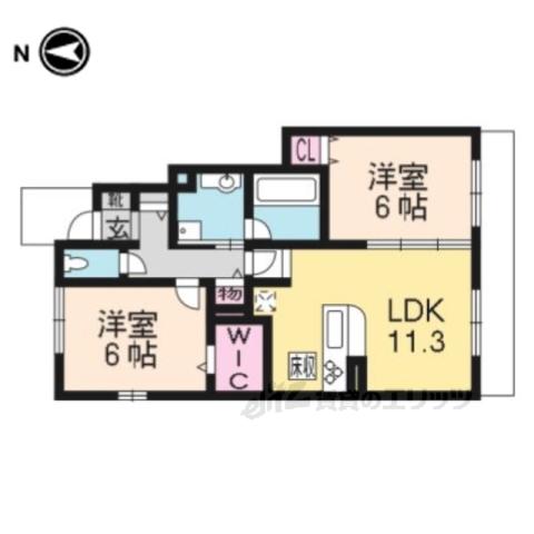 ヴィステリア・スクエア(2LDK/1階)の間取り写真