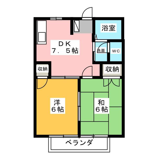 ハイムカミアラヤ(2DK/1階)の間取り写真
