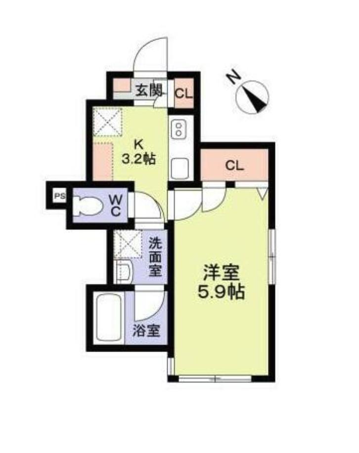 WOODCREST沼袋TERRACE(1K/2階)の間取り写真
