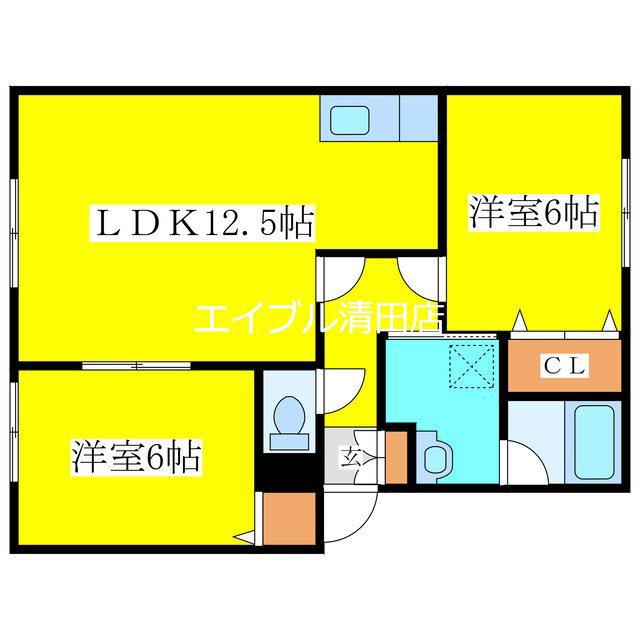 セレーノ美しが丘(2LDK/3階)の間取り写真