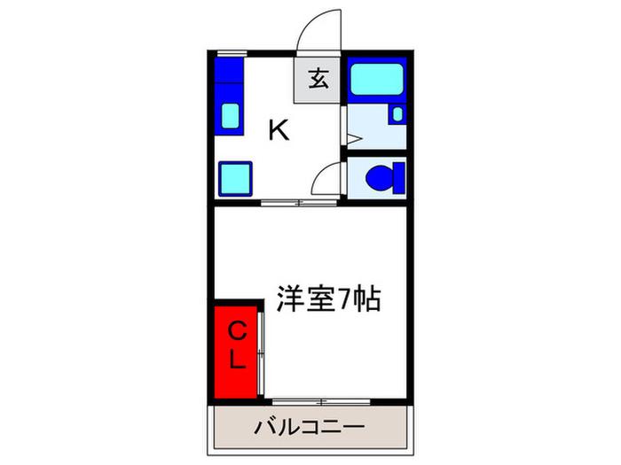 ラフィーネ曽根IIIC(1K/1階)の間取り写真