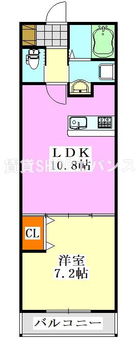 ファビュラス・エチュード(1LDK/2階)の間取り写真