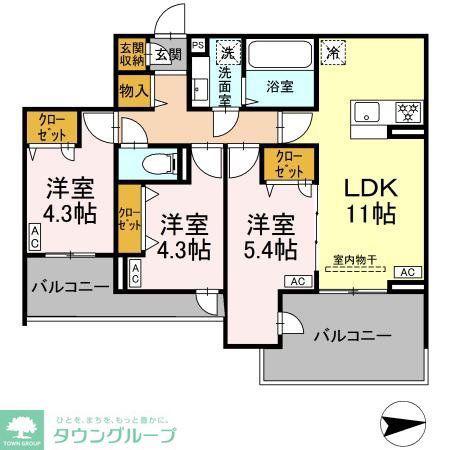 オルテンシア(3LDK/2階)の間取り写真