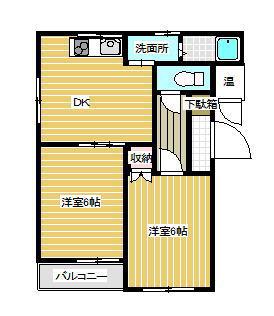 サリュメゾン(2DK/1階)の間取り写真