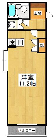 ローズマンションA28番館(ワンルーム/2階)の間取り写真