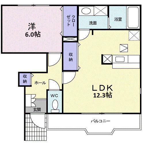 アムール・ヌーボゥー(1LDK/1階)の間取り写真