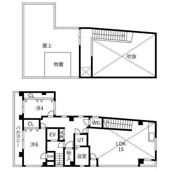 メゾンKATO(2LDK/5階)の間取り写真