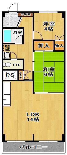 NOVA東口ビル(2LDK/6階)の間取り写真