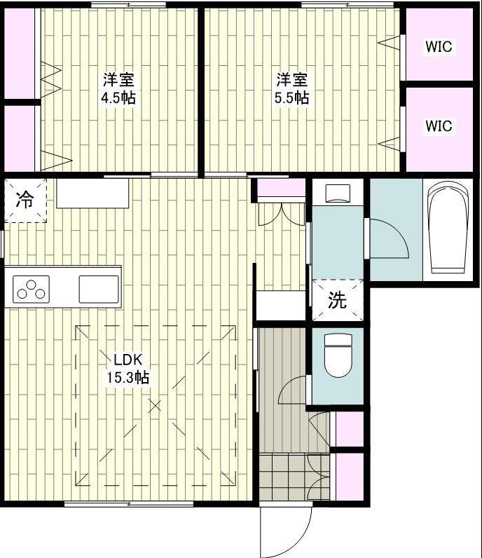 GRANDSOLEIL(2LDK/1階)の間取り写真