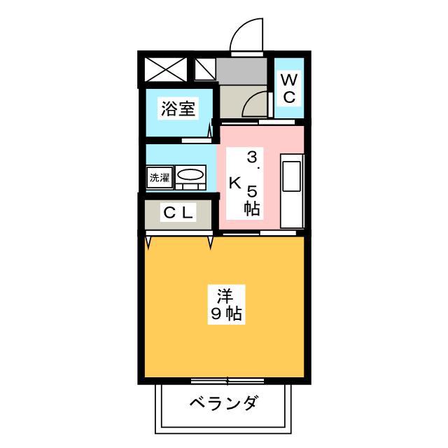 キートス(1K/2階)の間取り写真