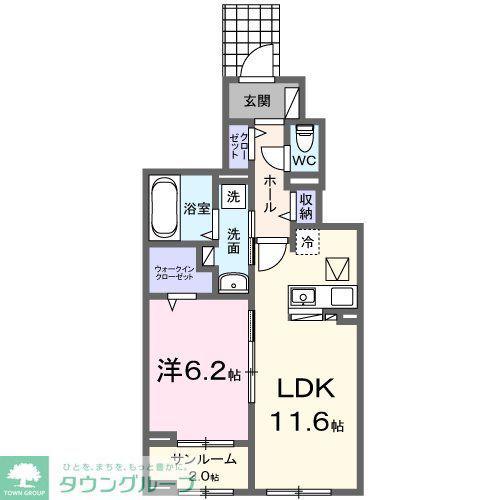 ベル・ファミーユ(1LDK/1階)の間取り写真