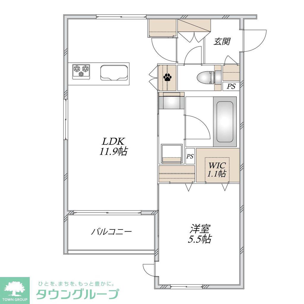 ロコティーダ武蔵新城(1LDK/3階)の間取り写真