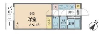 カインドネス小田急相模原2(1K/2階)の間取り写真