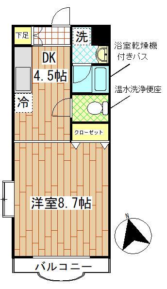 エスペランサクリア(1DK/1階)の間取り写真
