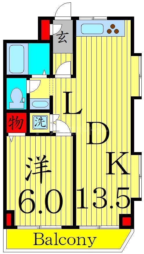 エスポワール東和第2(1LDK/3階)の間取り写真