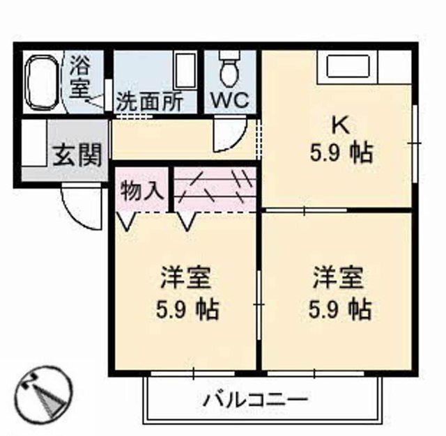 フォーレス 弐番館(2K/1階)の間取り写真