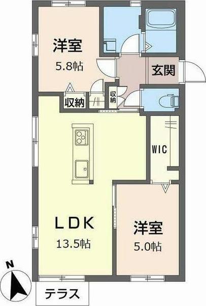 メゾン福田A・B(2LDK/1階)の間取り写真
