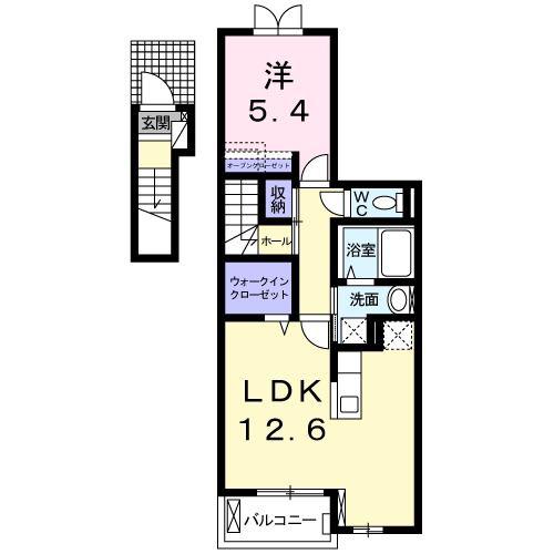 ラフレシール(1LDK/2階)の間取り写真