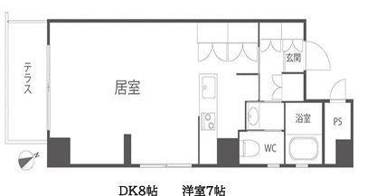 レジデンスアンドウ(1DK/4階)の間取り写真