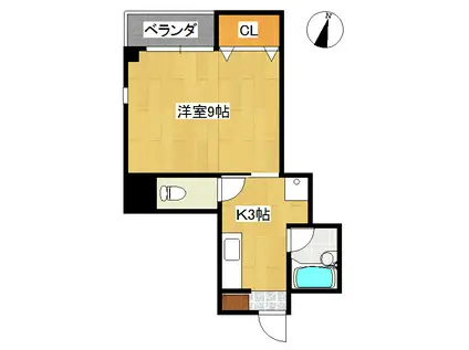 ウエストリバー(1K/2階)の間取り写真