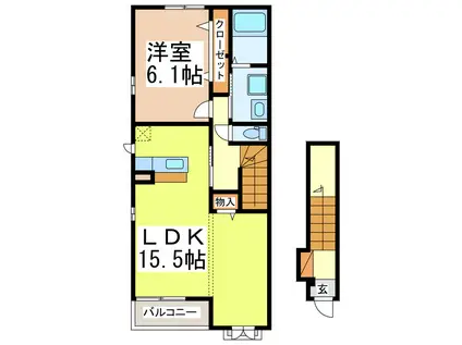 メゾン ド さちA(1LDK/2階)の間取り写真