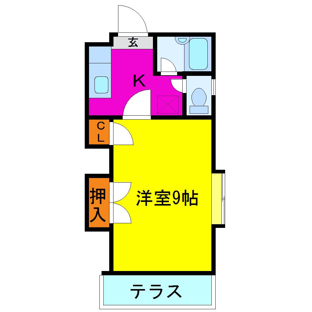 悠木コーポA(1K/1階)の間取り写真