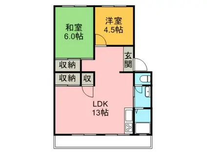 本谷マンション(2LDK/4階)の間取り写真