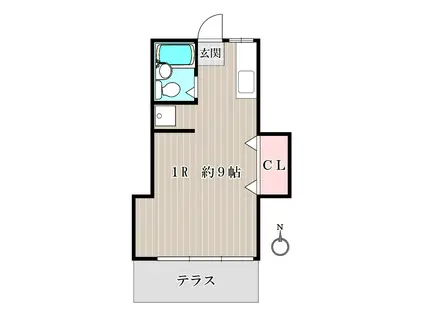 メゾンハルミ(ワンルーム/1階)の間取り写真