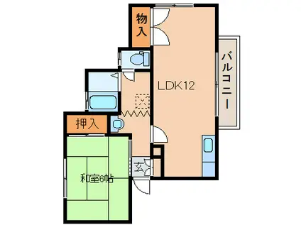 メゾンエイジB(1LDK/2階)の間取り写真