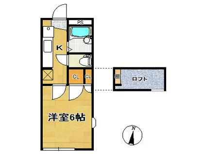 エアリーヒルズ(1K/1階)の間取り写真