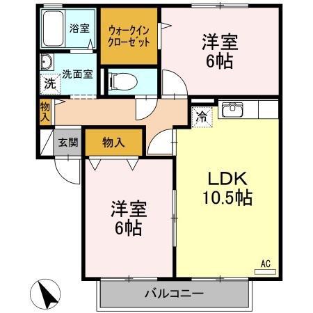 パミドール・ルーチェC棟(2LDK/1階)の間取り写真