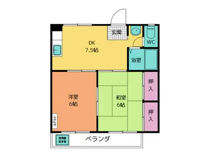 パークメゾンホンゴウ(2DK/2階)の間取り写真