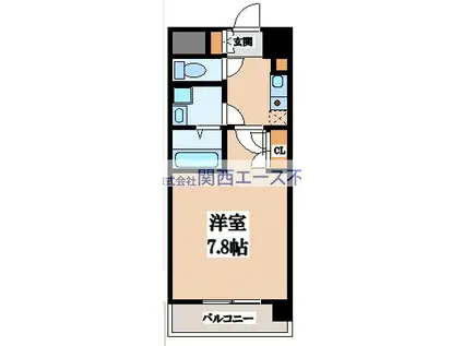 CASSIA高井田 ノース COURT(1K/2階)の間取り写真