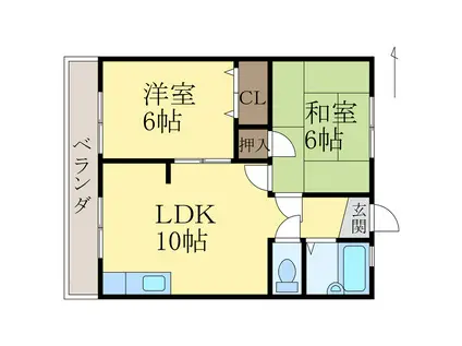 西村マンション(2LDK/2階)の間取り写真