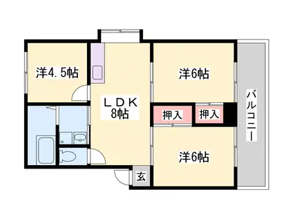青山第一ハイツ(3LDK/1階)の間取り写真