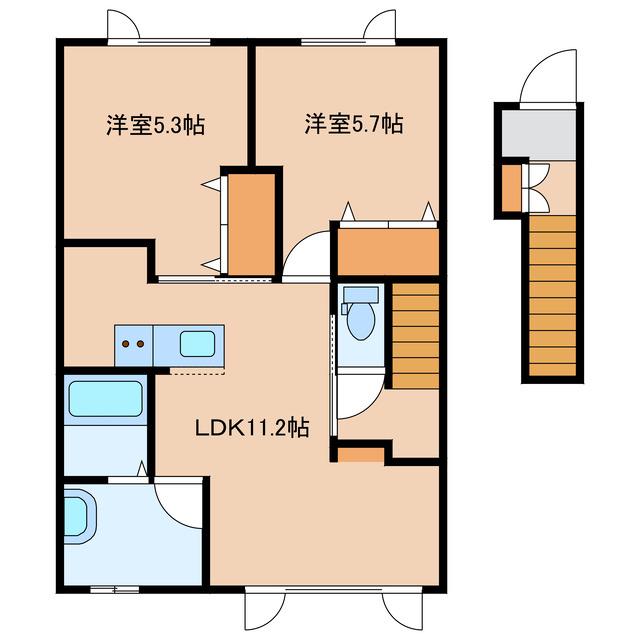 クレアメゾン(2LDK/2階)の間取り写真