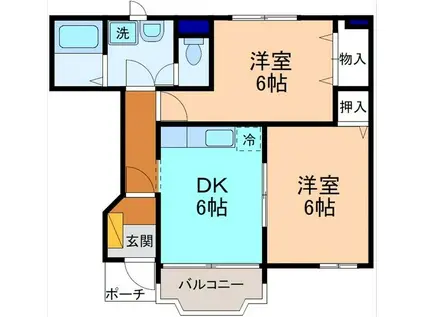 MESON イースト A(2DK/1階)の間取り写真