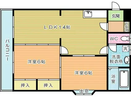 ヒルズ守恒(2LDK/4階)の間取り写真