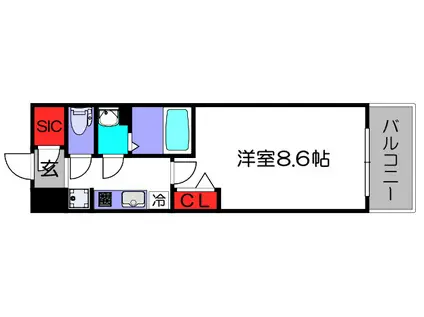 J-ARC天王寺イースト(1K/5階)の間取り写真