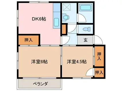 第一富士屋ハイツ(2DK/2階)の間取り写真
