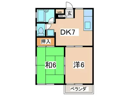 リバティ池田(2DK/2階)の間取り写真