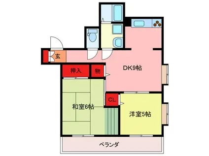 マスヤマンションビル(2DK/4階)の間取り写真