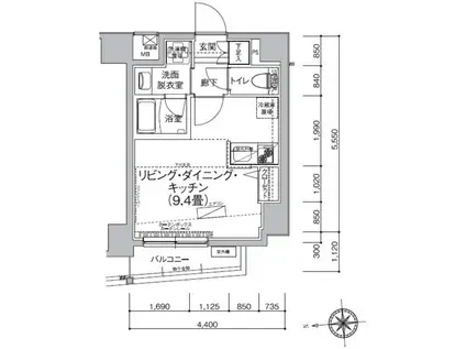 アイルイムーブル浅草(ワンルーム/9階)の間取り写真