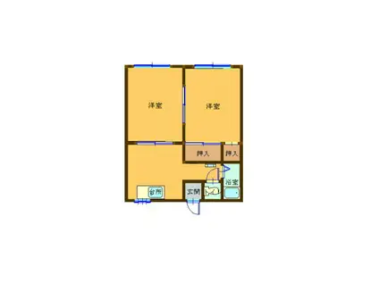 第30ASKコーポ(2DK/2階)の間取り写真