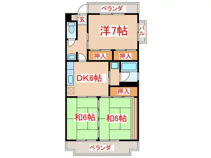 小松原ハイツ(3DK/4階)の間取り写真