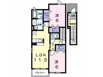 ルナ パレス A(2LDK/2階)の間取り写真