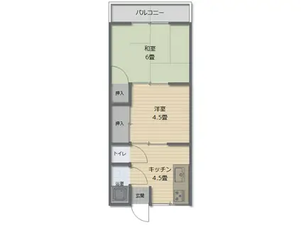 チェリーハイツ(2DK/1階)の間取り写真