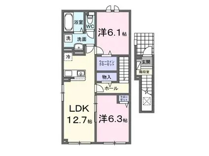 ぺリエール I(2LDK/2階)の間取り写真