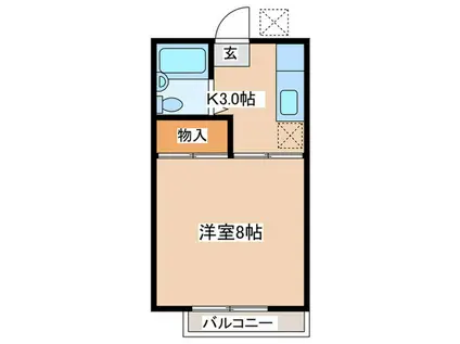 ハイツウメダ(1K/2階)の間取り写真